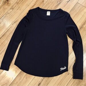 Victoria Secret Pink ribbed knit cotton long sleeve tee shirt top athlesiure